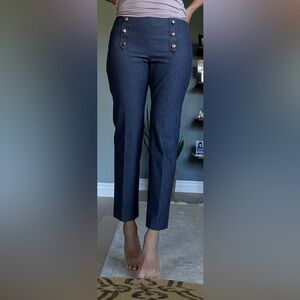 Banana Republic Sloan Navy Blue Trousers with button detailing on front